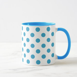 Peacock Blue Polka Dots Circles Tasse