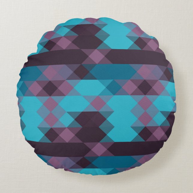 peacock blue, purple, topaz blue and thunder rundes kissen (Vorderseite)