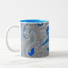 Peacock Blue und Silver Marble Abstrakt Zweifarbige Tasse