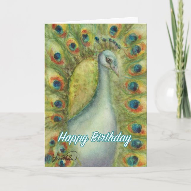 Peacock Bonne carte d'anniversaire serendipity ois (Devant)