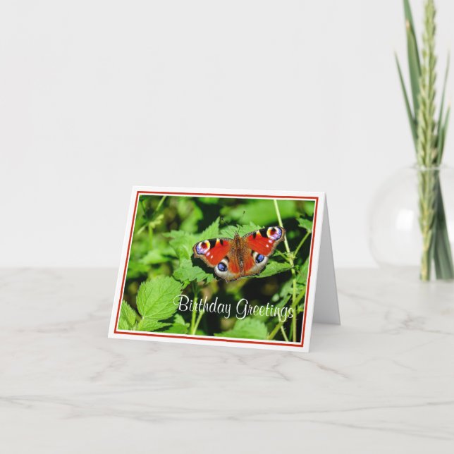 Peacock Butterfly Geburtstagskarte Karte (Vorderseite)
