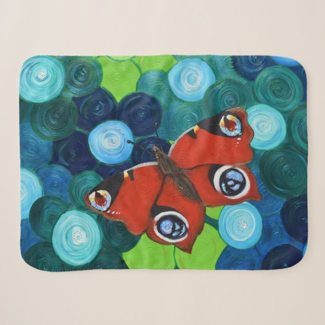 Peacock Butterfly-Malerei Sherpadecke (Vorderseite (Horizontal))