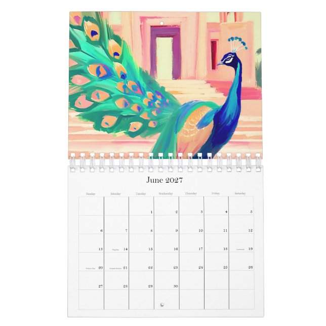peacock calendar kalender (Jun 2027)