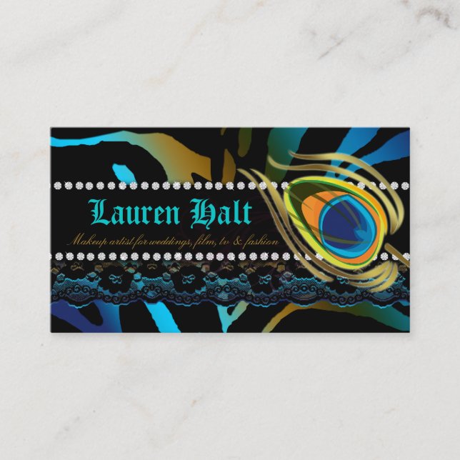 Peacock Carte de visite coiffeur spa à ongles (Devant)