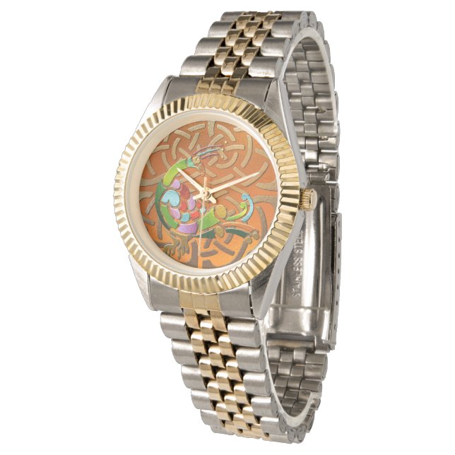 Peacock Celtic Deko Jeweled Armbanduhr (Schrägansicht)