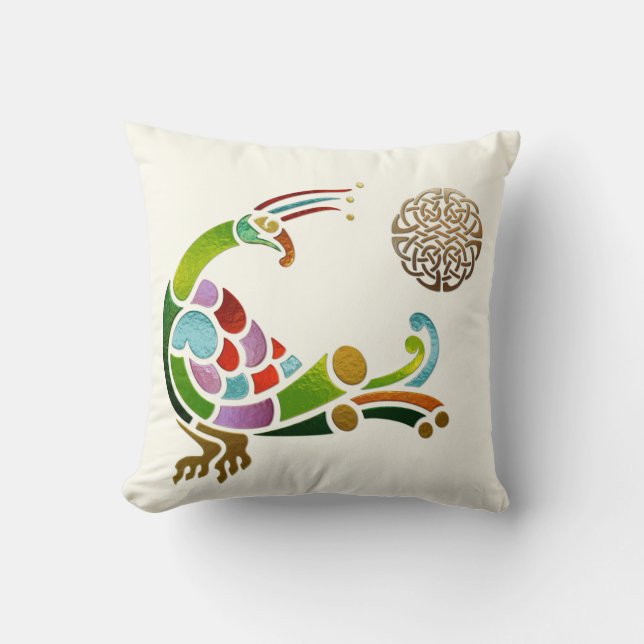 Peacock Celtic Deko Jeweled Kissen (Vorderseite)