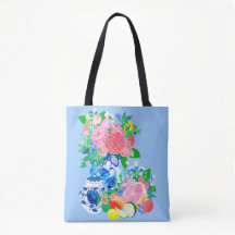 Peacock Chinoiserie Vase mit Blume Einkaufstasche
