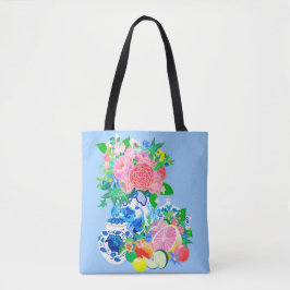 Peacock Chinoiserie Vase mit Blume Einkaufstasche Tasche