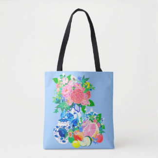 Peacock Chinoiserie Vase mit Blume Einkaufstasche Tasche