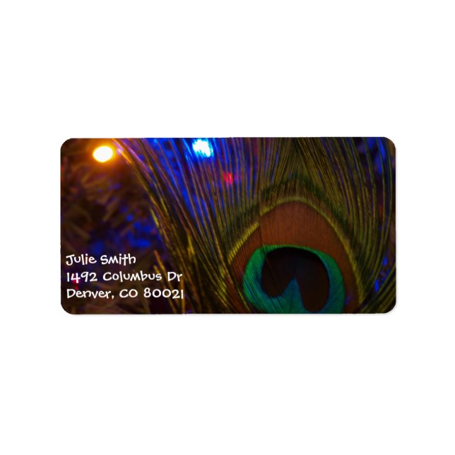 Peacock Christmas Feather Adressaufkleber (Vorne)