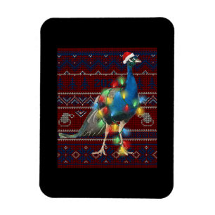 Peacock Christmas Lights Ugly Sweater Goat Lover Magnet