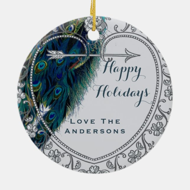 Peacock Christmas PHOTO Ornament Family Couple (Hinten)