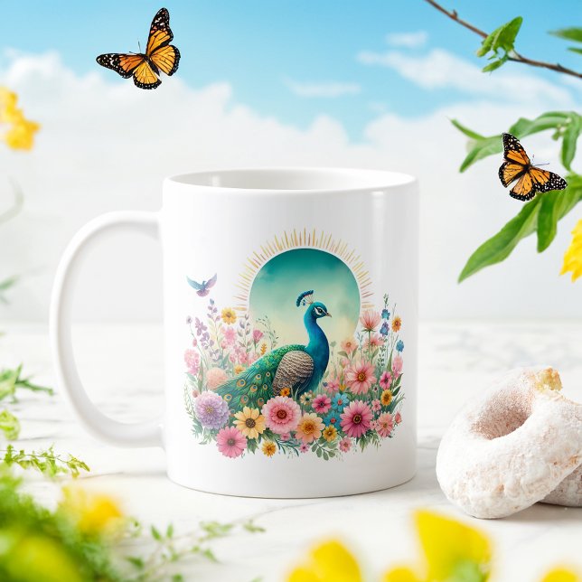 Peacock de l'aquarelle de printemps - Kid Mug (Créateur téléchargé)