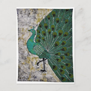PEACOCK DESIGN BATIK ART. POSTKARTE
