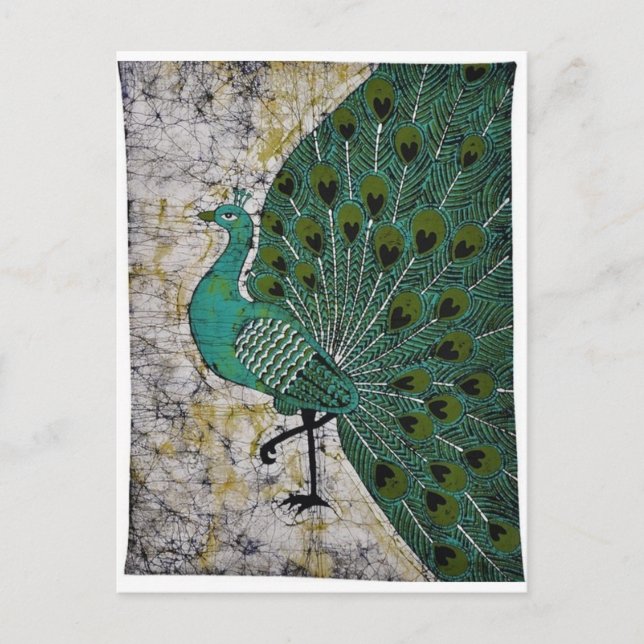 PEACOCK DESIGN BATIK ART. POSTKARTE (Vorderseite)