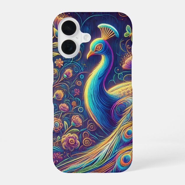 Peacock Design Phone Case iPhone 16 Hülle (Rückseite)