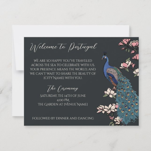 Peacock Destination Wedding Welcome & Program (Vorderseite)