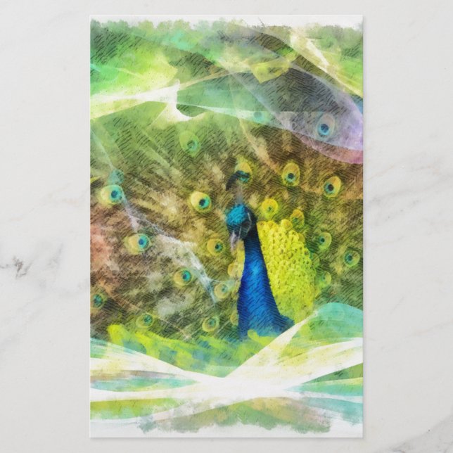 Peacock-Digitalmalerei Briefpapier (Vorderseite)