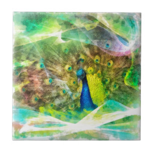 Peacock-Digitalmalerei Fliese