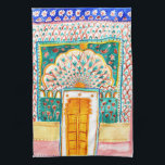 Peacock Door Rajasthan Watercolor Indien Geschirrtuch<br><div class="desc">Aquarellmalerei inspiriert durch die Pfauentüren Indiens. Handgemalt von mir für dich. Dekorieren Sie Ihre Küche mit diesem coolen Handtuch. Macht ein tolles Haus-Erwärmung oder Jubiläum Geschenk! Sie können ihn anpassen und auch Text hinzufügen. Karo in meinem Shop für viel mehr Farben und Muster und passende Sachen!</div>