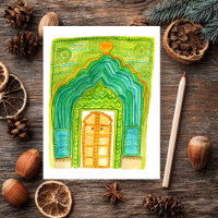 Peacock Door Watercolor Jaipur Stadtpalast Green
