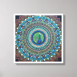 Peacock Dot Mandala Art Leinwanddruck