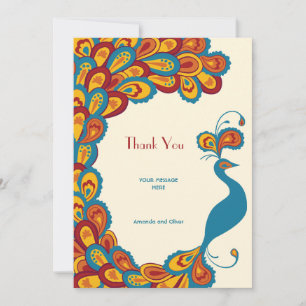 Peacock Elegance Vintage Wedding Dankeschön Karte