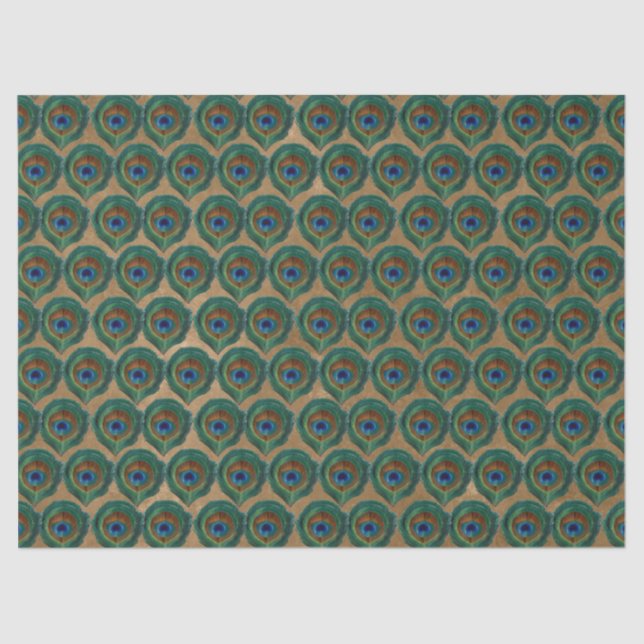 Peacock Eye Federn auf Tan Seidenpapier (Vorderseite)