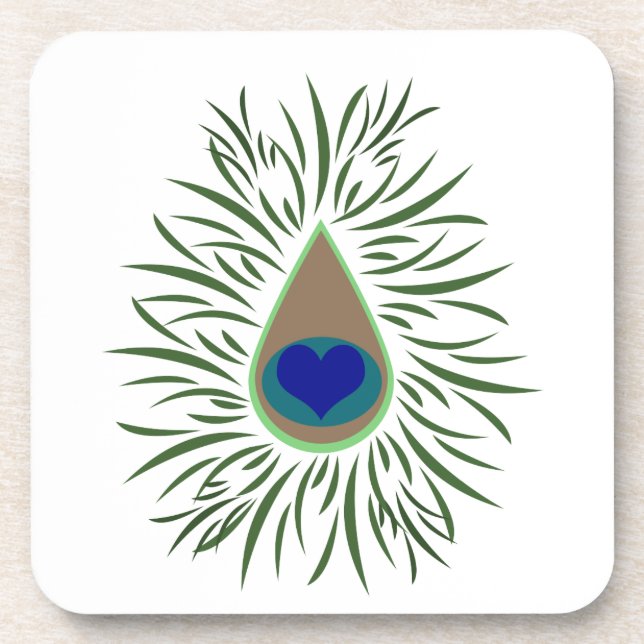Peacock Eye Heart geformt Untersetzer (Vorderseite)