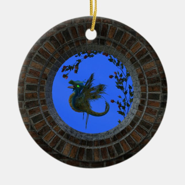 Peacock Fairy Dragon Keramik Ornament (Vorne)