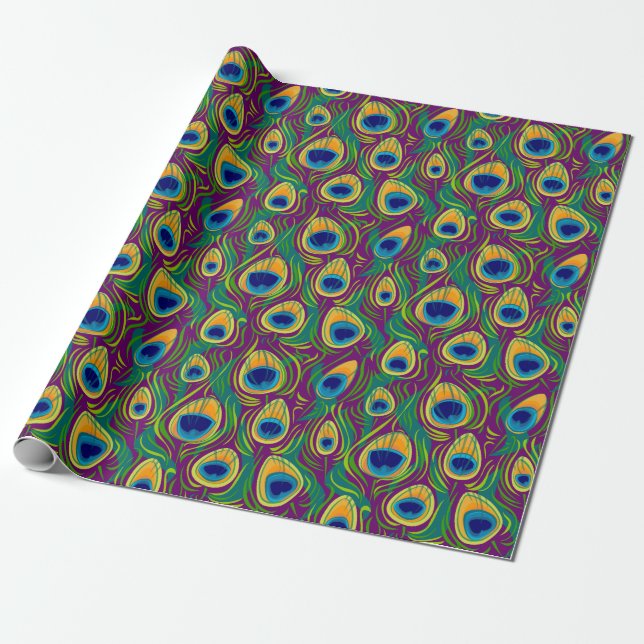 Peacock Feather Animal Print Geschenkpapier (Ungerollt)