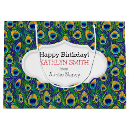 Peacock Feather Animal Print Große Geschenktüte