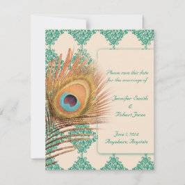 Peacock Feather auf Aquamariner marokkanischer Sei Save The Date