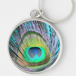 Peacock Feather auf Türkis Schlüsselanhänger