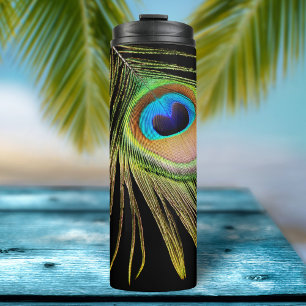 Peacock Feather Black Thermosbecher
