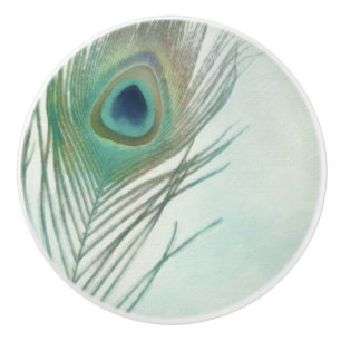 Peacock Feather Boho Chic Wasserfarbe Custom Keramikknauf