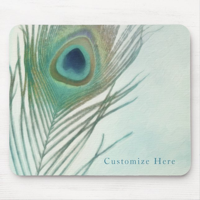 Peacock Feather Boho Chic Wasserfarbe Custom Mousepad (Vorne)