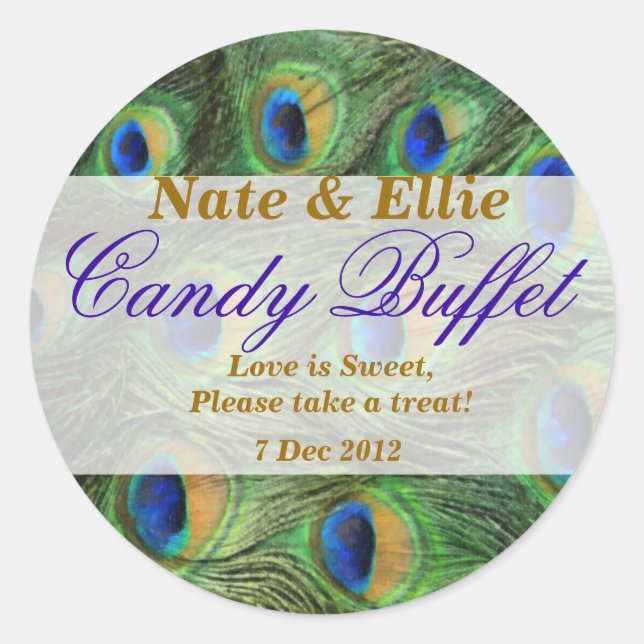Peacock Feather Candy Buffet Sticker (Vorderseite)