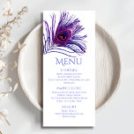 Peacock Feather Chic Glitzer Lila Bat Mitzvah Menükarte<br><div class="desc">Dieses Design besticht durch eine elegante rosa und lila Pfauenfeder auf weißem Hintergrund mit den unten stehenden Informationen zum Bat Mitzvah Menü. Personalisieren Sie den Text in den Textfeldern, indem Sie ihn bearbeiten. Für Sie entworfen von Evco Studio www.zazzle.com/store/evcostudio #mitzvah #batmitzvah #evplanner #mazeltov #jewish #mitzvahswag #Party #jewishlife #wedding #kosher #mitzvahlife...</div>