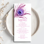 Peacock Feather Chic Glitzer Pink Bat Mitzvah Menükarte<br><div class="desc">Dieses Design besticht durch eine elegante rosa Pfauenfeder auf weißem Hintergrund mit den unten stehenden Bat Mitzvah Menüinformationen. Personalisieren Sie den Text in den Textfeldern, indem Sie ihn bearbeiten. Für Sie entworfen von Evco Studio www.zazzle.com/store/evcostudio #mitzvah #batmitzvah #evplanner #mazeltov #jewish #mitzvahswag #Party #jewishlife #wedding #kosher #mitzvahlife #corporateevents #mitzvahparty #partyplanner #partyplanner...</div>
