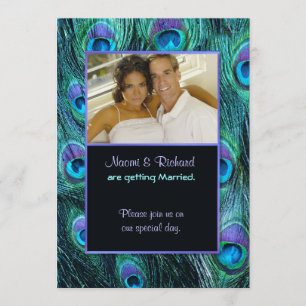 Peacock Feather Drame - Faire-part de mariage phot
