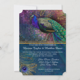 Peacock Feather Elegantes Gold Winter Wedding Invi Einladung