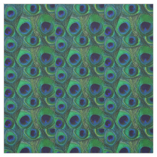 Peacock Feather Fabric - Green Aquamarin Blue Navy Stoff