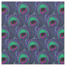 Peacock Feather Fabric Green Aquamarin Lila Pink B