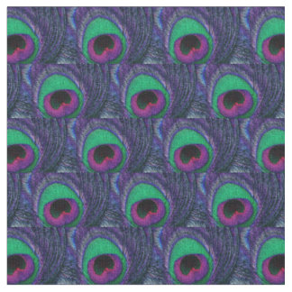 Peacock Feather Fabric Green Aquamarin Lila Pink B Stoff