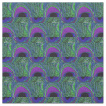 Peacock Feather Fabric - Green Violet Lila Black