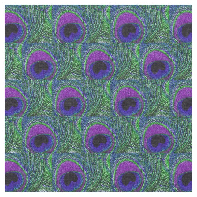 Peacock Feather Fabric - Green Violet Lila Black Stoff (Nahaufnahme)