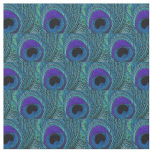 Peacock Feather Fabric Lila Periwinkle Blue Aqua Stoff