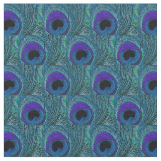 Peacock Feather Fabric Lila Periwinkle Blue Aqua Stoff