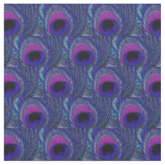 Peacock Feather Fabric - Lila Violet Aqua Stoff